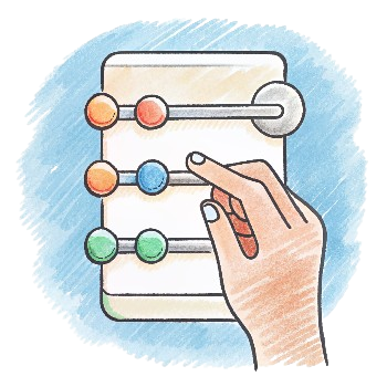 Illustration of a hand adjusting colorful sliders on a device, representing changing or configuring settings.