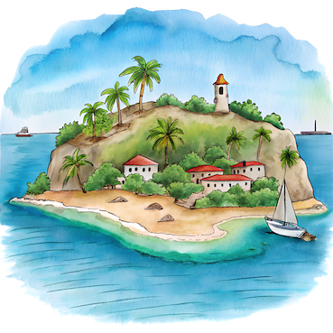 Hand drawn style image depicting Anguilla