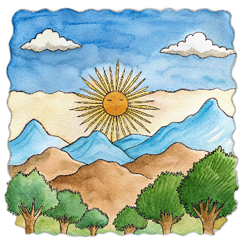 Hand drawn style image depicting Argentina