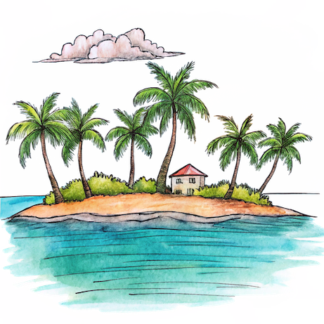 Hand drawn style image depicting Bahamas