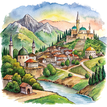 Hand drawn style image depicting Bosnia And Herzegovina