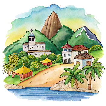 Hand drawn style image depicting Brazil