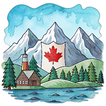 Hand drawn style image depicting Canada