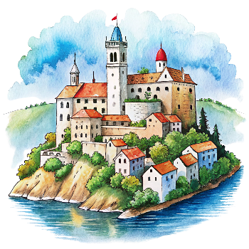 Hand drawn style image depicting Croatia