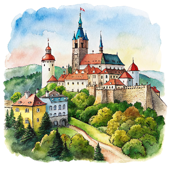 Hand drawn style image depicting Czech Republic