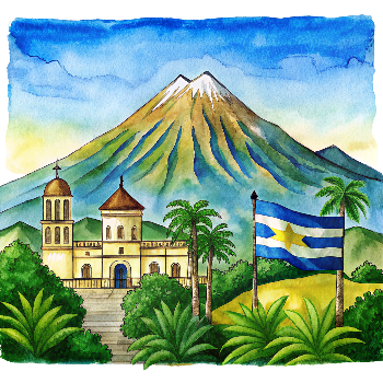 Hand drawn style image depicting El Salvador