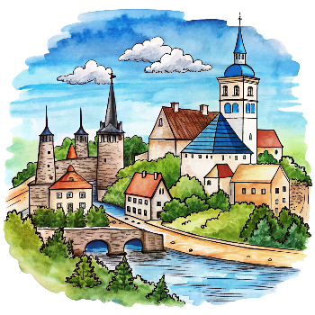 Hand drawn style image depicting Estonia