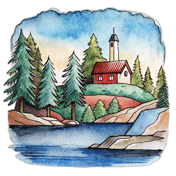 Hand drawn style image depicting Finland