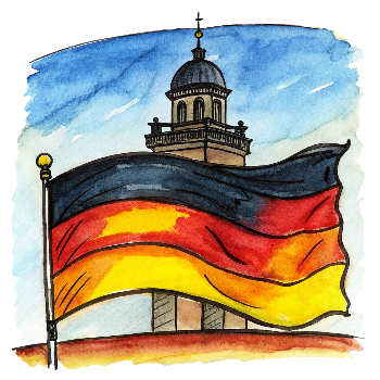 Hand drawn style image depicting Germany