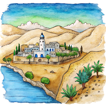 Hand drawn style image depicting Israel