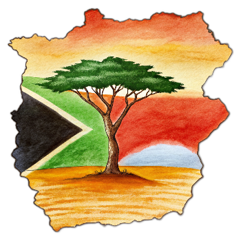 Hand drawn style image depicting Kenya