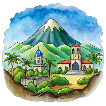 Hand drawn style image depicting Nicaragua