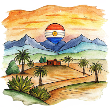 Hand drawn style image depicting Paraguay