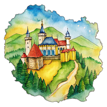 Hand drawn style image depicting Romania