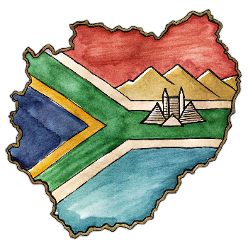 Hand drawn style image depicting South Africa