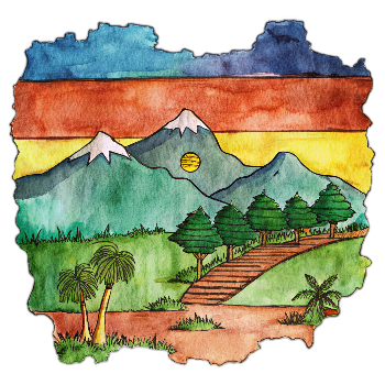 Hand drawn style image depicting Uganda