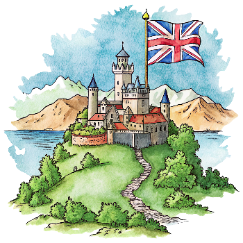 Hand drawn style image depicting United Kingdom