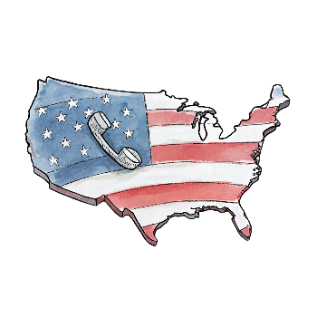 Hand drawn style image depicting United States