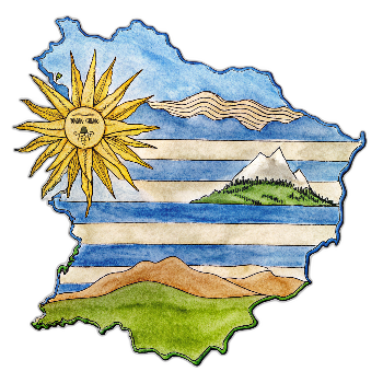 Hand drawn style image depicting Uruguay