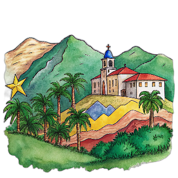 Hand drawn style image depicting Venezuela