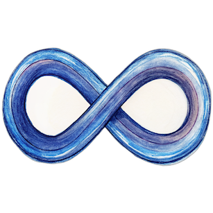 Blue infinity symbol in hand-drawn style