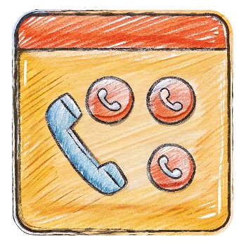 Illustration of a phone icon with multiple call buttons, representing a phone call menu or options interface.