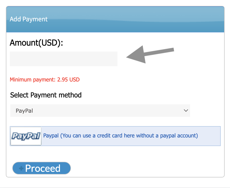 PayPal payment option showing you can use a credit card without a PayPal account