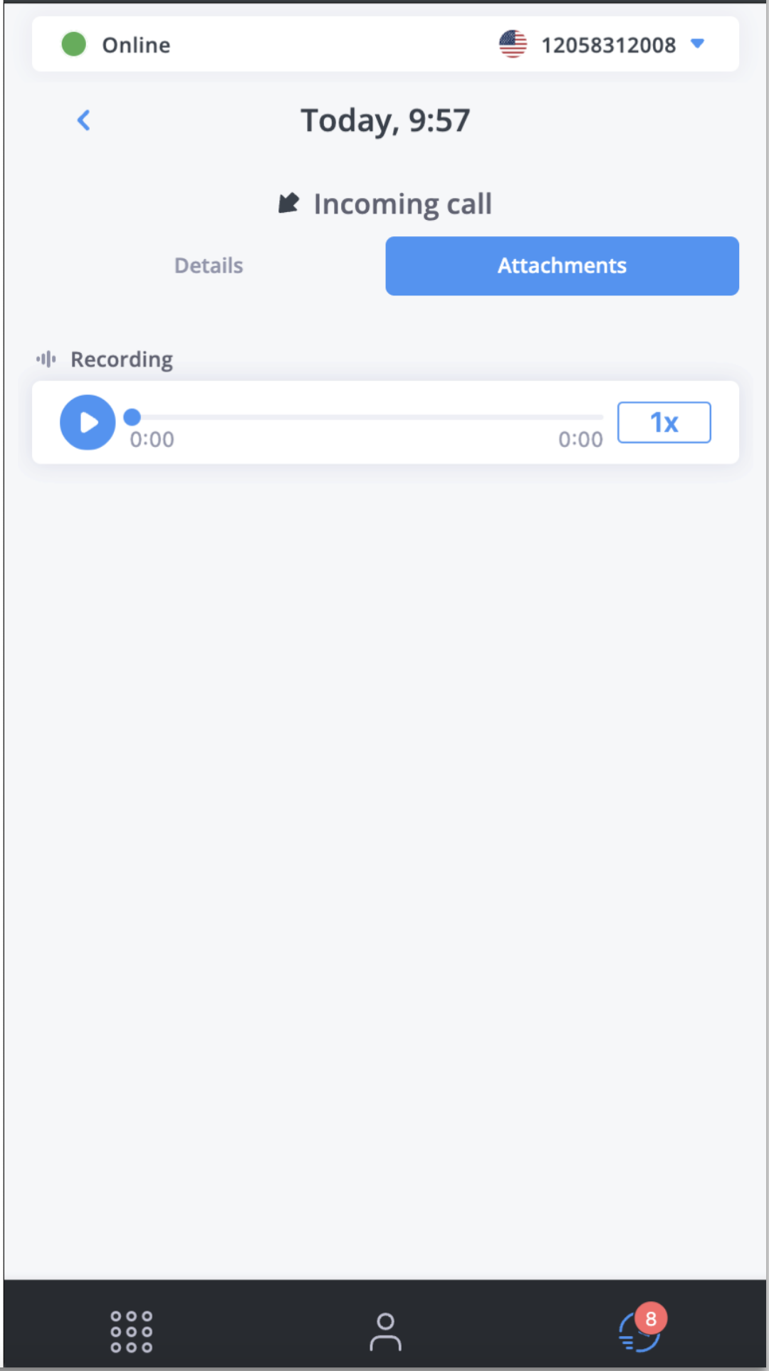 Call recording playback interface