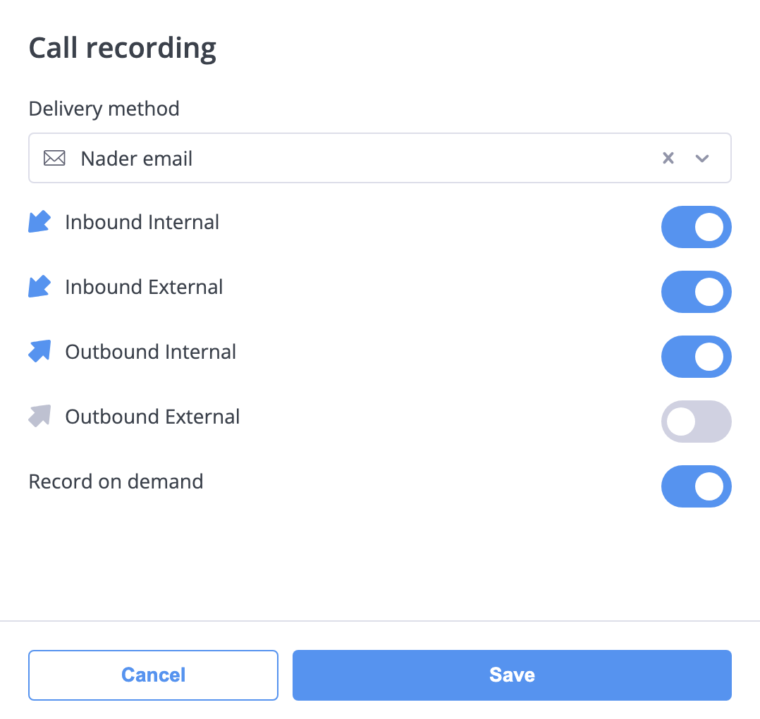 App configuration recording settings