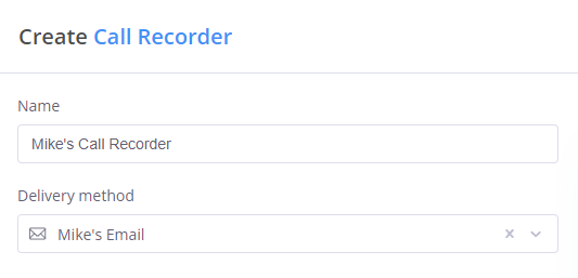 Call Recorder configuration interface