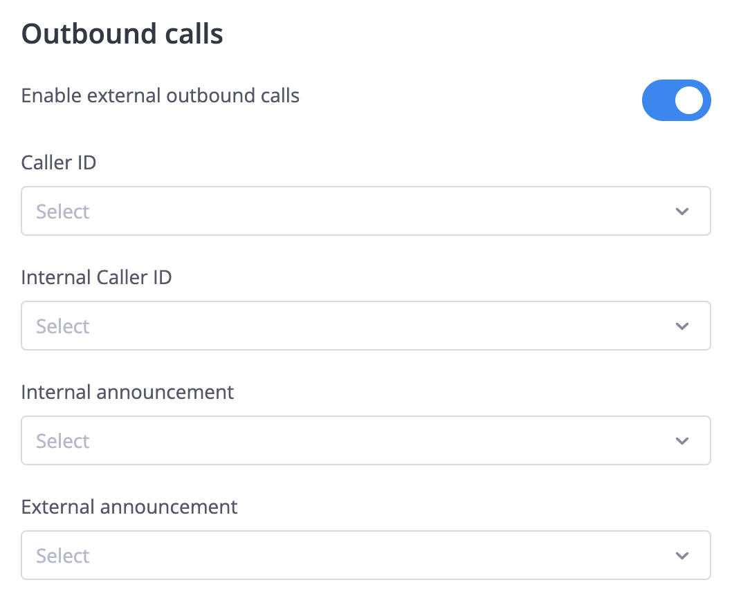 Outbound call settings for SIP account