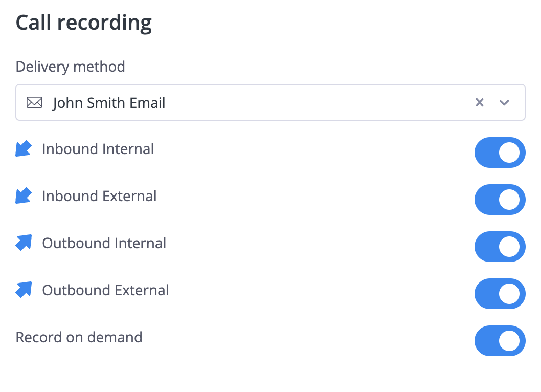 Call recording settings for SIP account