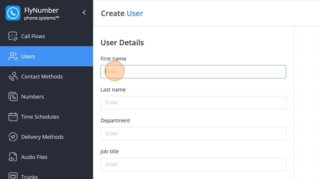 User creation form showing name fields