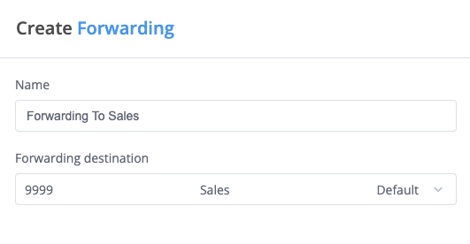 Forwarding configuration interface