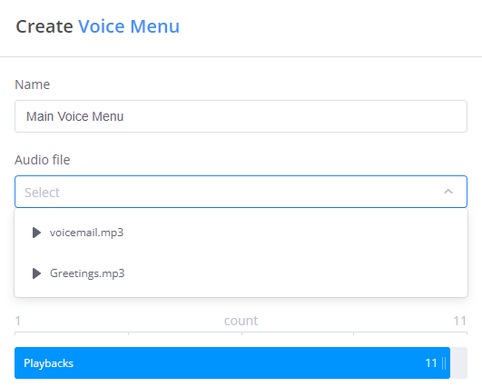 Voice Menu creation interface