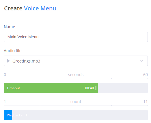 Voice Menu timeout settings