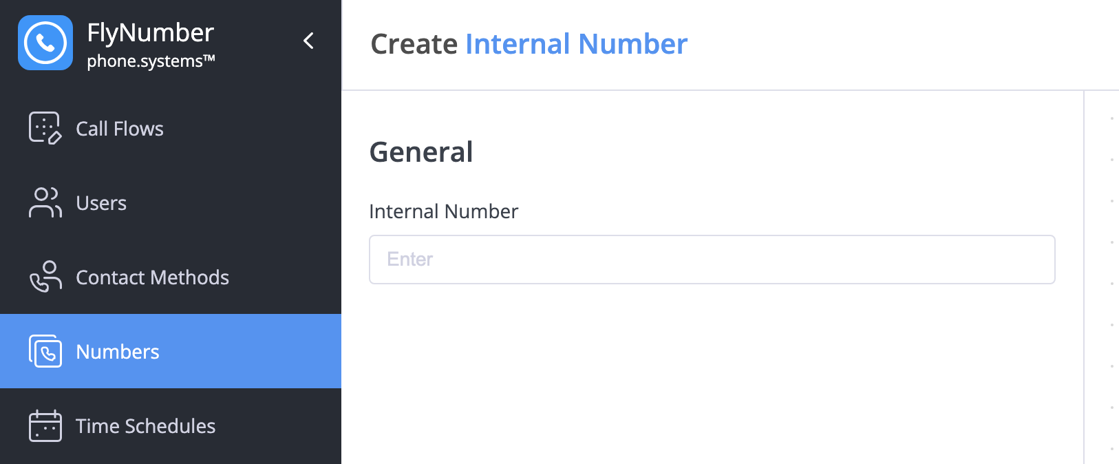 Creating a new internal number