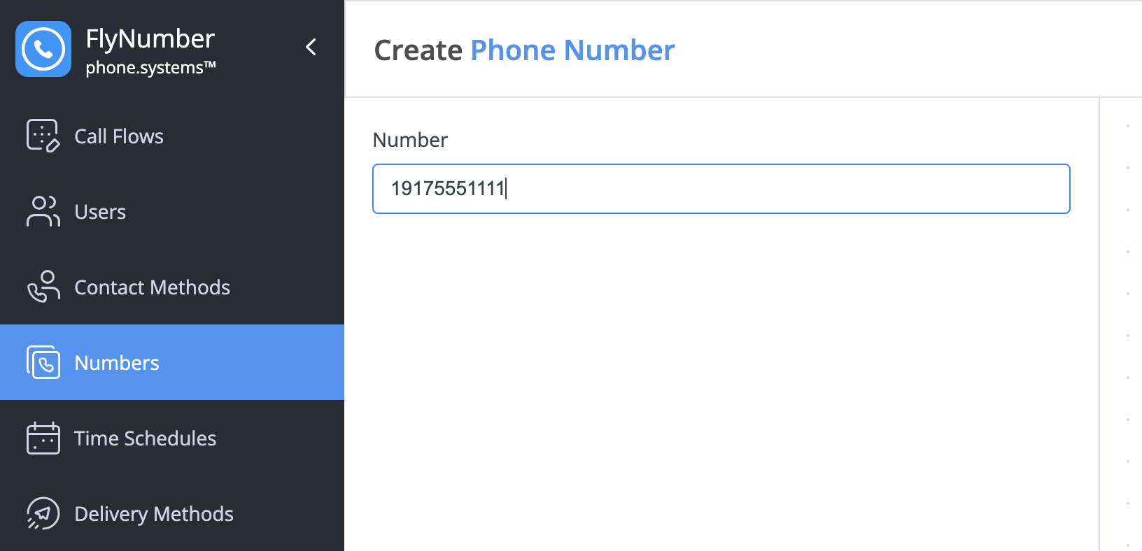 Creating a new phone number