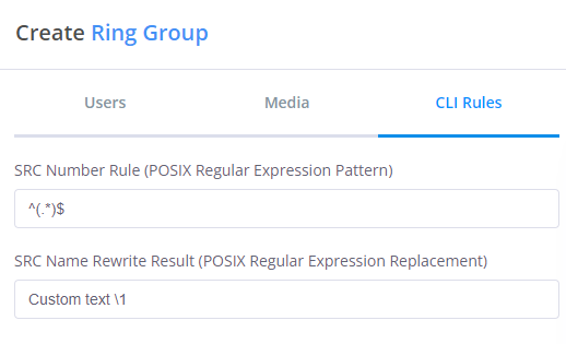 Ring Group CLI rules configuration