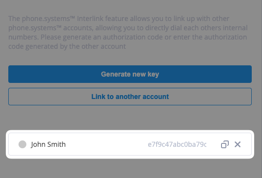 Copying the generated authorization key