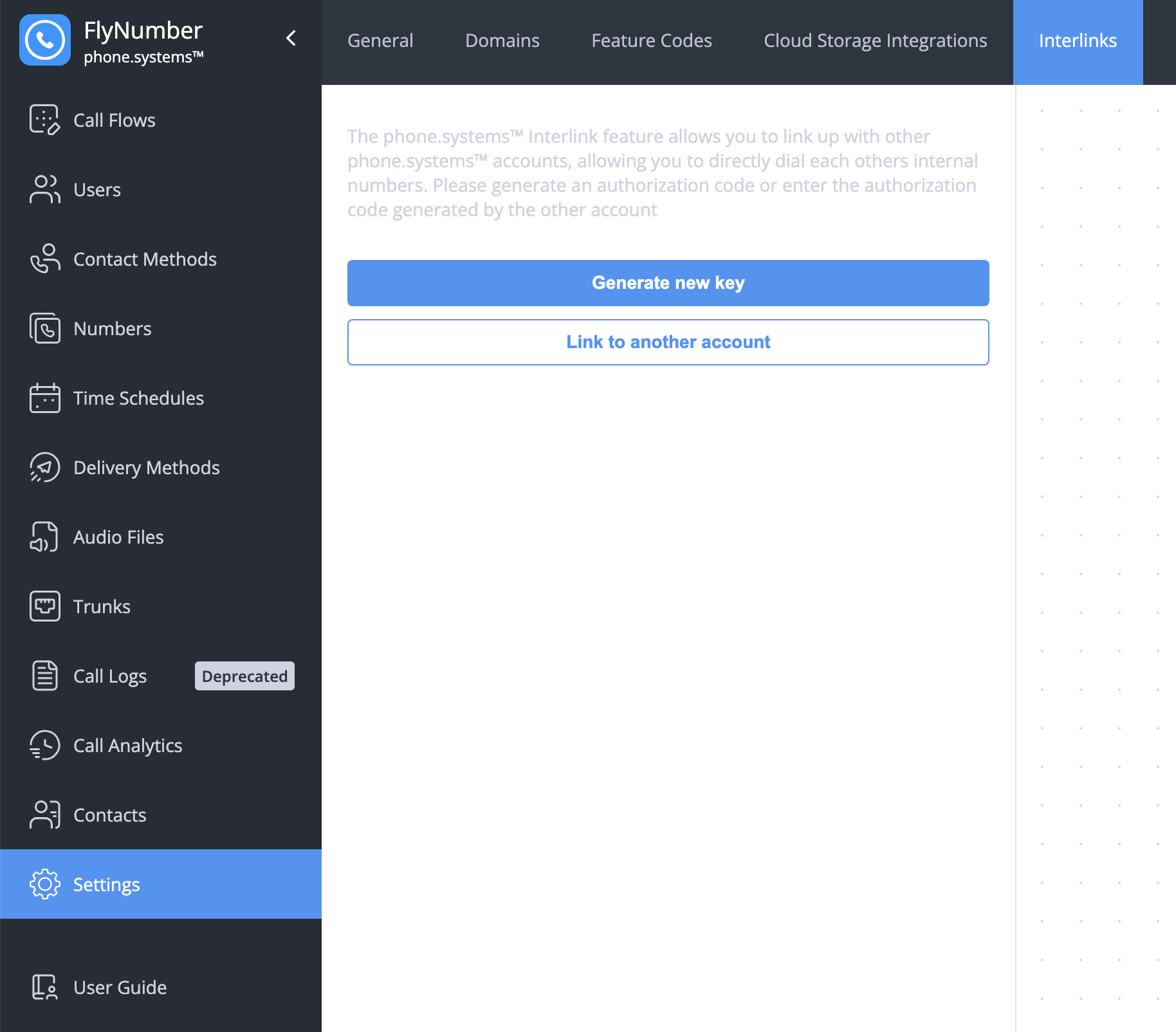 Main Interlinks interface showing connection options