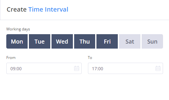 Time interval configuration