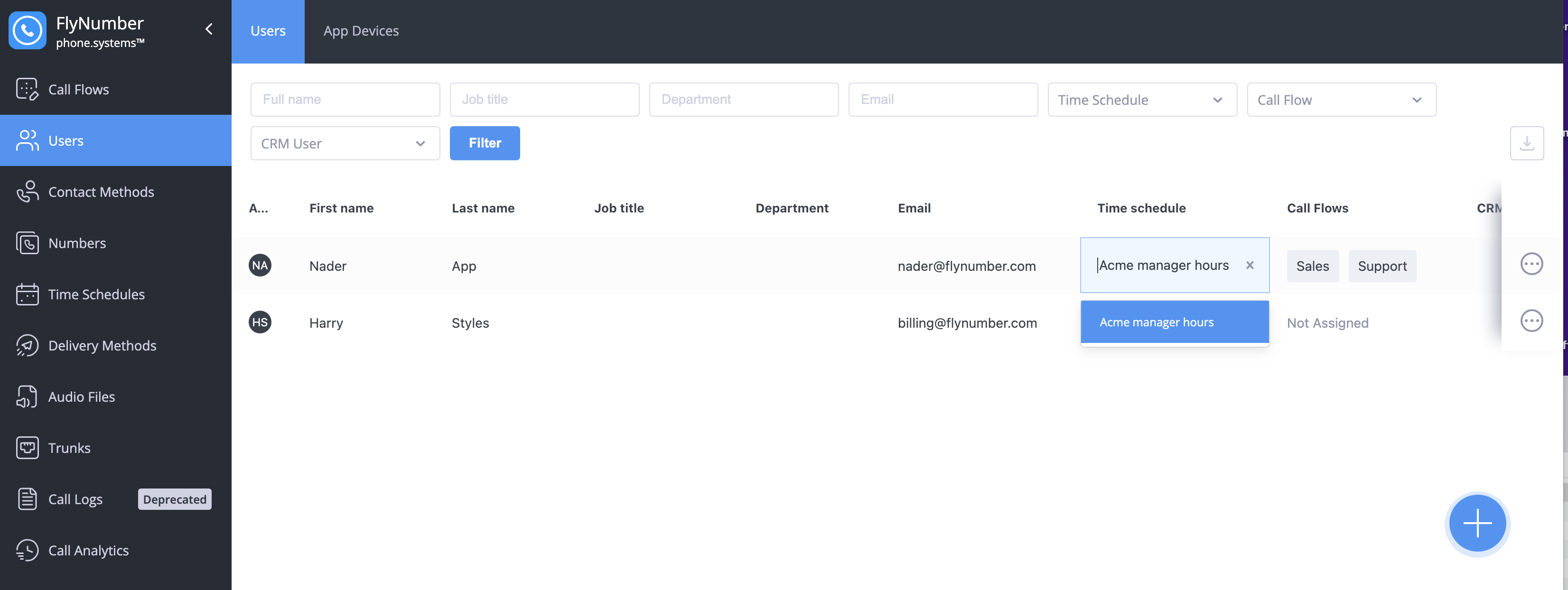 Assigning time schedule during user creation