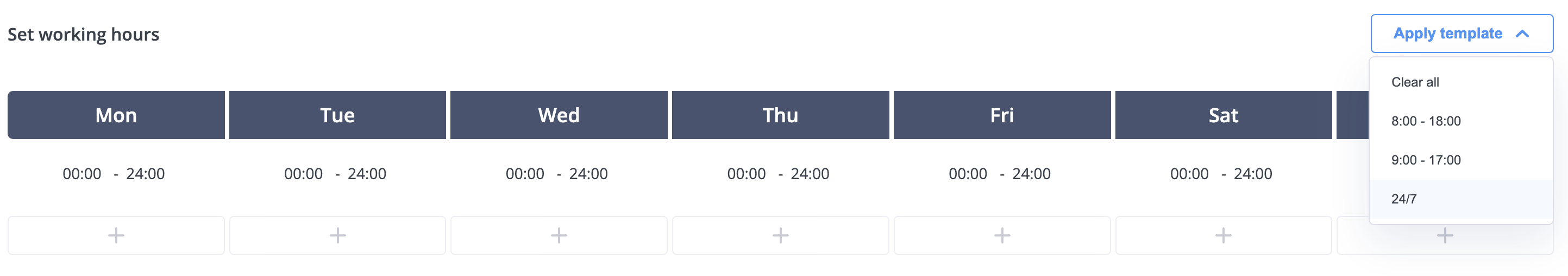 Time schedule templates