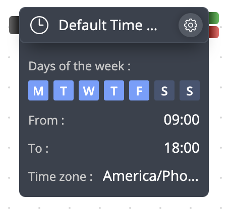 Screenshot of square module with abbreviated days of the week and time options